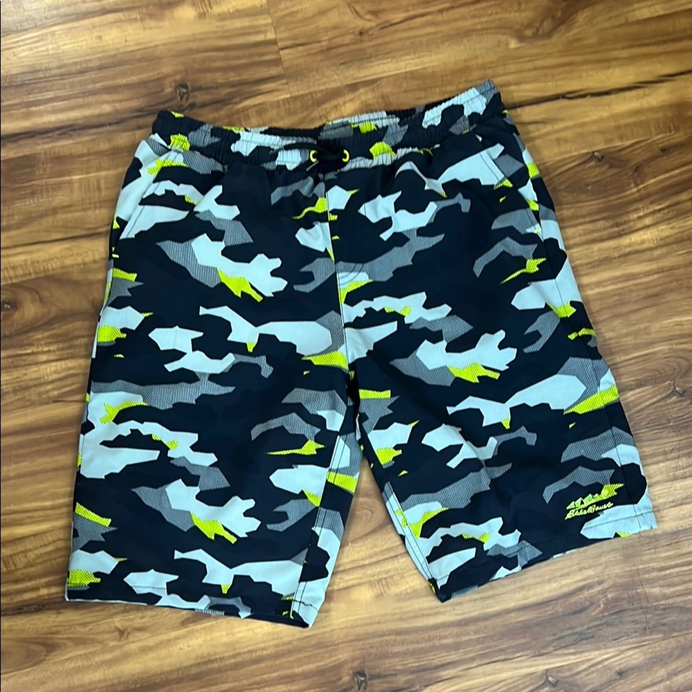 Eddie Bauer Black and Gray Board Shorts with Modern Style